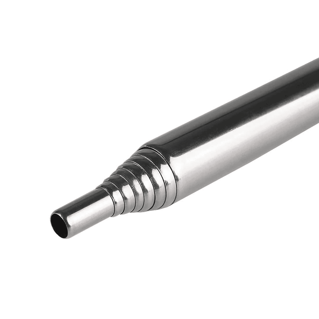 Close-up of the stainless steel nozzle on the FRC22 pocket bellow, a precision accessory for ferro rod bulk FRC22 orders and survival kits.