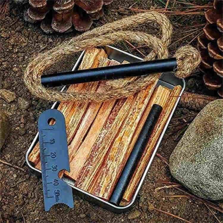 Premium fire starting kit featuring resin-rich fatwood sticks and a Ferro Rod Bulk FRC13 for reliable emergency ignition.