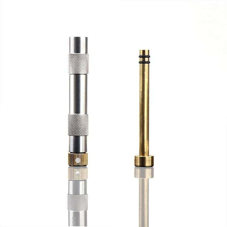 Precision-machined aluminum cylinder and brass piston rod for FRC16, a mechanical alternative to bulk fire steel for emergency ignition.