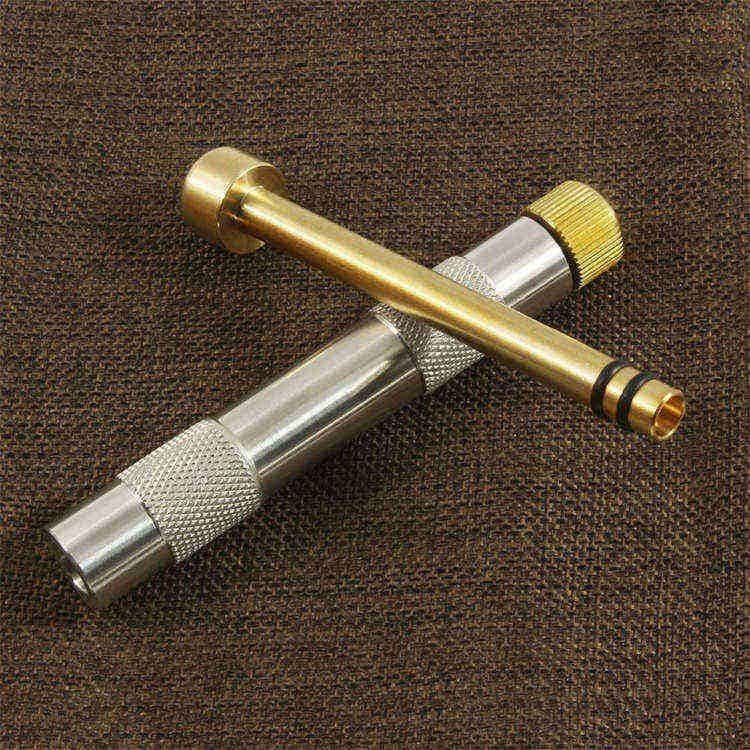 Close-up of FRC16 fire piston featuring CNC diamond knurling and brass components, optimized for the ferro rod bulk FRC16 wholesale market.
