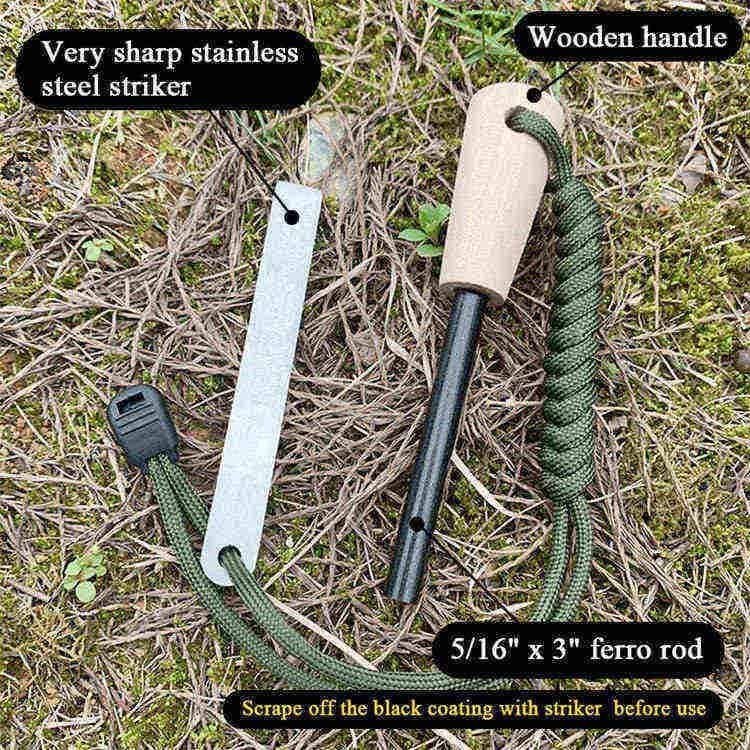 High-quality bulk fire steel featuring an ergonomic wooden handle and a 5/16" x 3" ferrocerium rod for reliable survival fire starting.
