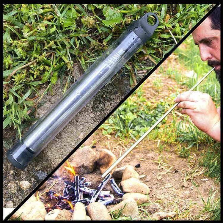 Waterproof tinder and telescopic pocket bellow included in the ferro rod bulk FRC12 emergency kit for professional wholesale ferro rod solutions.