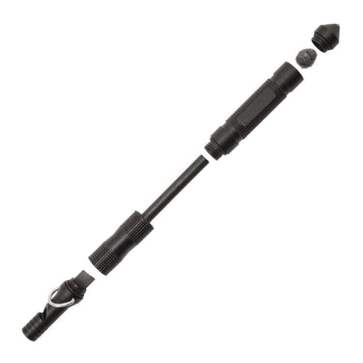 Waterproof storage compartment unthreaded from a premium wholesale fire starter kit, showcasing the included emergency cotton tinder.