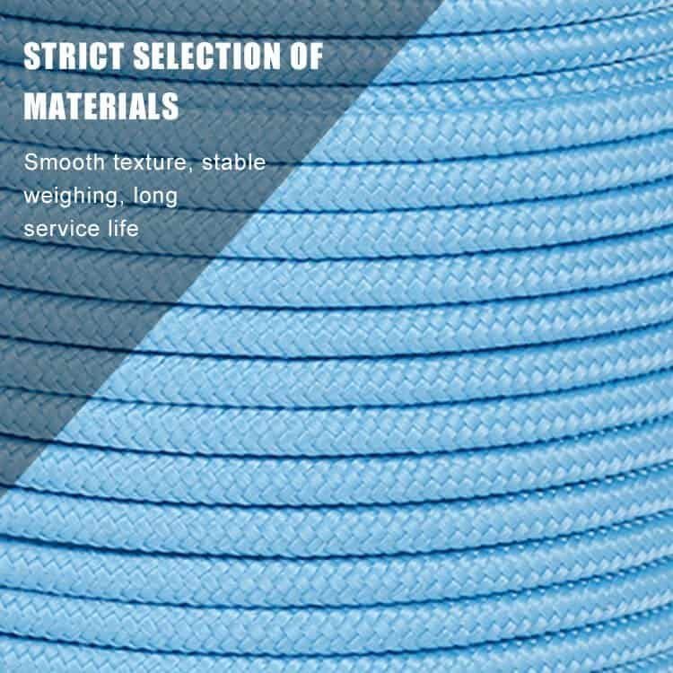 A 50m spool of blue 5mm bulk paracord made of durable PP and polyester, featuring highly reflective tracers for night use.