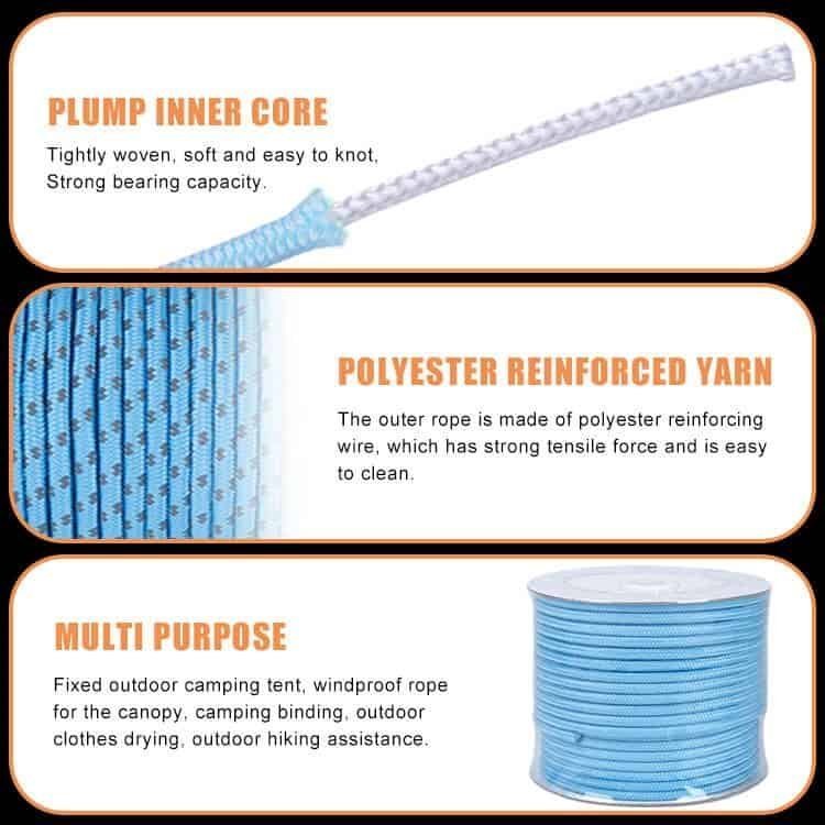 Close-up of the tightly woven polyester reinforced yarn of the PRD08 utility rope, showcasing its smooth texture and long service life.