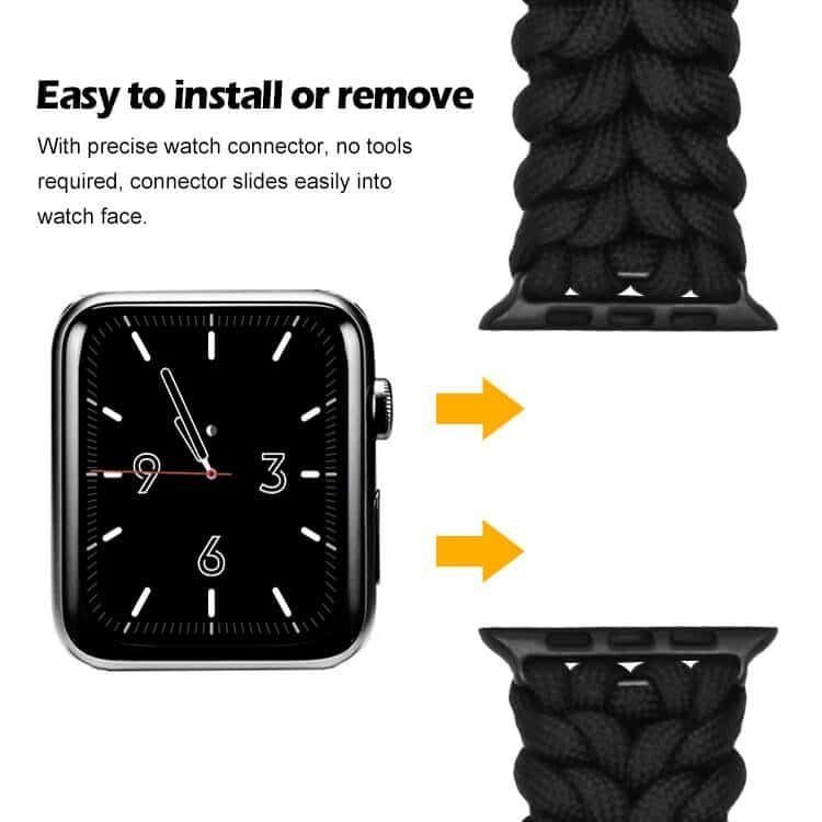 Easy tool-free sliding installation of the quick-release connector from reliable paracord watch band supplies.