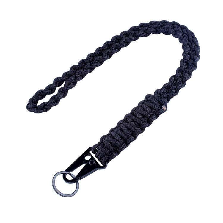 PL03 heavy-duty 550 paracord lanyard supplies featuring precision braided neck strap, tactical HK clip, and steel key ring for wholesale bulk orders