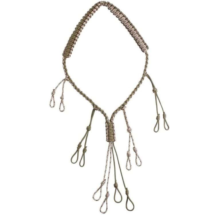 Wholesale paracord lanyard PL04 featuring a hand-braided design with 12 adjustable drop loops for waterfowl and goose calls.