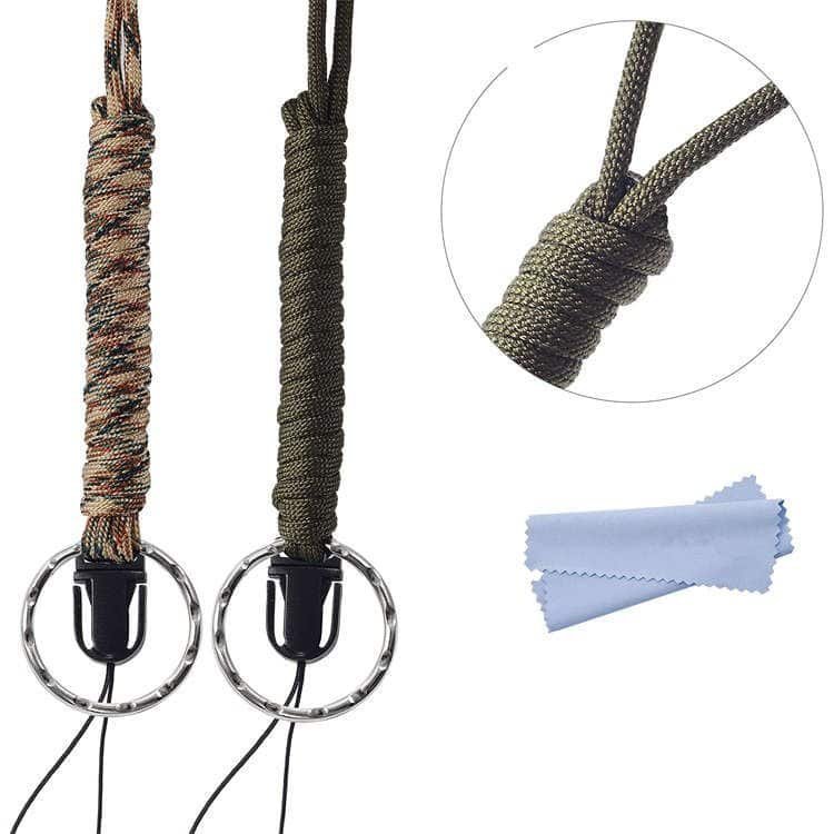 Premium army green paracord lanyard bulk product with an adjustable cord lock and key ring attachment.