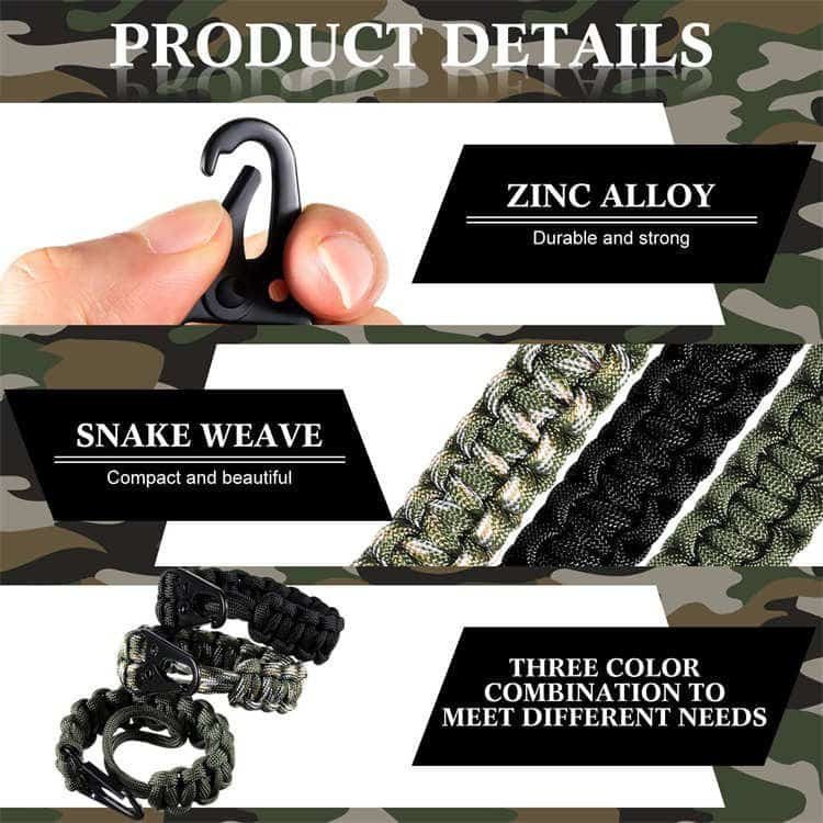 Detail view of PL02 snake weave design and zinc alloy clip from a leading paracord lanyard manufacturer.