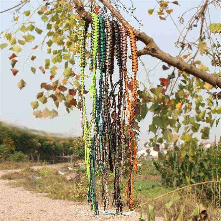 Custom color options for the PL04 wholesale paracord lanyard hanging outdoors, offering OEM solutions for outdoor brands.