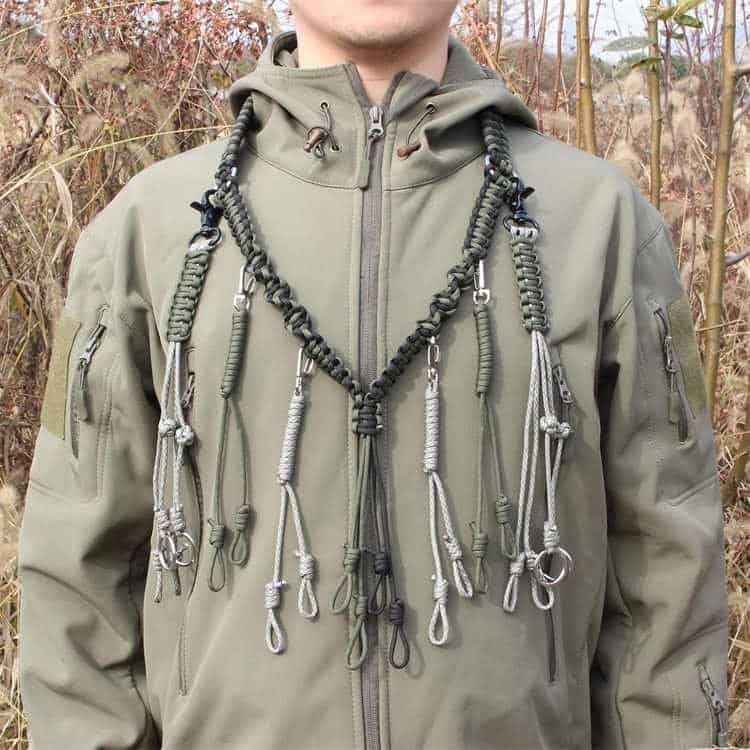 Hunter wearing the PL07 tactical duck call lanyard made from high-quality paracord lanyard supplies